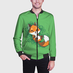 Бомбер мужской Удачливый лис, цвет: 3D-черный — фото 2