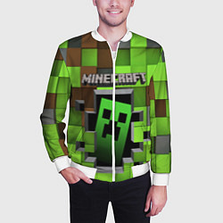 Бомбер мужской Minecraft, цвет: 3D-белый — фото 2