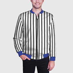 Бомбер мужской Чёрные и белые полосы, цвет: 3D-синий — фото 2