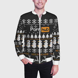 Бомбер мужской Christmas PornHub, цвет: 3D-белый — фото 2
