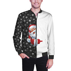 Бомбер мужской Дедушка Мороз, цвет: 3D-черный — фото 2