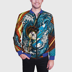 Бомбер мужской Танджиро Камадо Клинок демонов, цвет: 3D-синий — фото 2