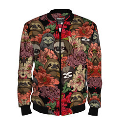 Бомбер мужской Ленивец & Цветочки, цвет: 3D-черный