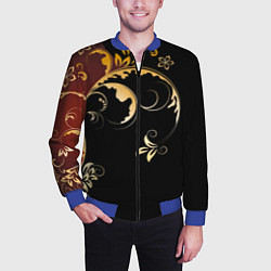 Бомбер мужской Узор - Хохлома, цвет: 3D-синий — фото 2