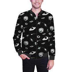 Бомбер мужской Вселенная Космический Паттерн, цвет: 3D-черный — фото 2