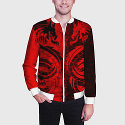 Бомбер мужской BLACK RED DRAGONS TATOO, цвет: 3D-белый — фото 2