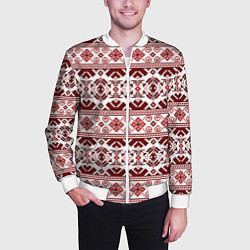 Бомбер мужской Русские народные узоры, цвет: 3D-белый — фото 2