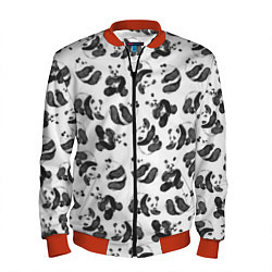 Бомбер мужской Акварельные панды паттерн, цвет: 3D-красный
