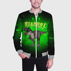 Бомбер мужской Roarrr! Динозавр T-rex, цвет: 3D-меланж — фото 2