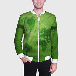 Бомбер мужской Карта мира, цвет: 3D-белый — фото 2