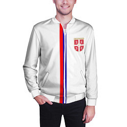 Бомбер мужской Сборная Сербии, цвет: 3D-белый — фото 2