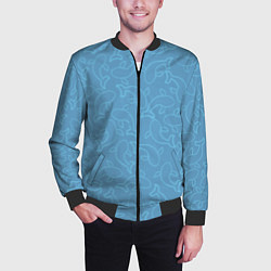 Бомбер мужской Рыбки на голубом, цвет: 3D-черный — фото 2