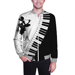 Бомбер мужской Черно Белое пианино, цвет: 3D-меланж — фото 2
