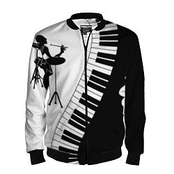 Бомбер мужской Черно Белое пианино, цвет: 3D-черный