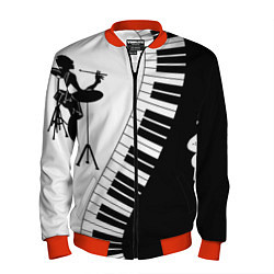 Бомбер мужской Черно Белое пианино, цвет: 3D-красный