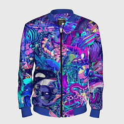 Бомбер мужской Неоновые Звери, цвет: 3D-синий