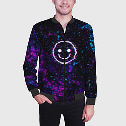 Бомбер мужской GLITCH SMILE ГЛИТЧ СМАЙЛ, цвет: 3D-черный — фото 2