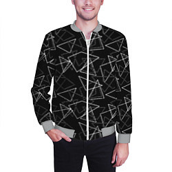 Бомбер мужской Черно-белый геометрический, цвет: 3D-меланж — фото 2