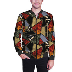 Бомбер мужской Разноцветные заплатки, цвет: 3D-черный — фото 2