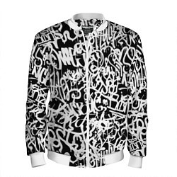 Мужской бомбер Graffiti white on black
