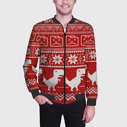 Бомбер мужской Новогодний гугл, цвет: 3D-черный — фото 2