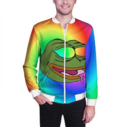 Бомбер мужской Pepe rainbow, цвет: 3D-белый — фото 2