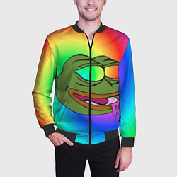 Бомбер мужской Pepe rainbow, цвет: 3D-черный — фото 2