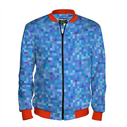 Бомбер мужской Голубая пиксель абстракция, цвет: 3D-красный