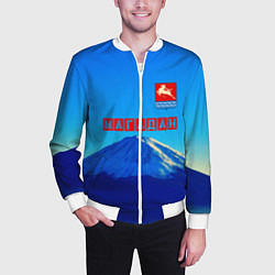 Бомбер мужской Магадан герб, цвет: 3D-белый — фото 2