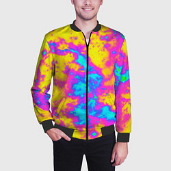 Бомбер мужской Яркая абстракция космических красок, цвет: 3D-черный — фото 2