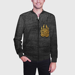 Бомбер мужской Волчий отпечаток золотом Символ Велеса, цвет: 3D-черный — фото 2