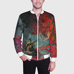 Бомбер мужской Sekiro Самурай против дракона, цвет: 3D-белый — фото 2