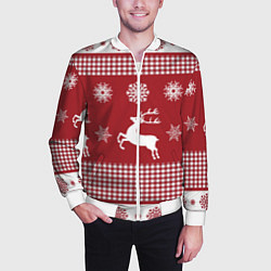 Бомбер мужской Узор с оленями, цвет: 3D-белый — фото 2