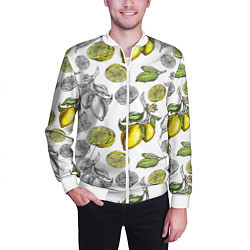 Бомбер мужской Лимонный паттерн, цвет: 3D-белый — фото 2