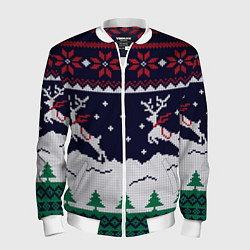 Бомбер мужской СВИТЕР С ОЛЕНЯМИ DEER SWEATER, цвет: 3D-белый