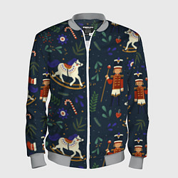 Мужской бомбер Щелкунчик паттерн с лошадкой