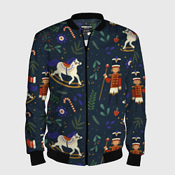 Мужской бомбер Щелкунчик паттерн с лошадкой