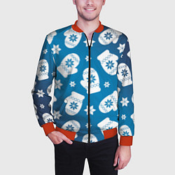 Бомбер мужской Новогодние варежки паттерн, цвет: 3D-красный — фото 2