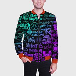 Бомбер мужской ЛОГОТИПЫ РОК ГРУПП НЕОН ROCK NEON, цвет: 3D-красный — фото 2