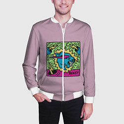 Бомбер мужской Mr Beast Drawing Full Print, цвет: 3D-белый — фото 2