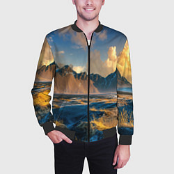 Бомбер мужской Красивый горный пейзаж, цвет: 3D-черный — фото 2