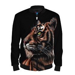 Бомбер мужской Тигр в Темноте Взгляд Вверх, цвет: 3D-черный