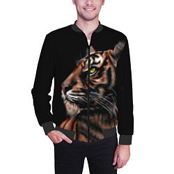 Бомбер мужской Тигр в Темноте Взгляд Вверх, цвет: 3D-черный — фото 2