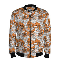 Бомбер мужской Тигры рисованный стиль, цвет: 3D-черный