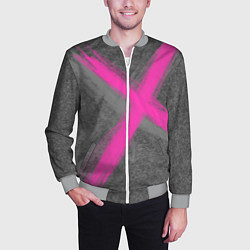 Бомбер мужской Коллекция Get inspired! Pink cross Абстракция Fl-4, цвет: 3D-меланж — фото 2