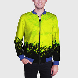 Бомбер мужской НЕОНОВЫЕ БРЫЗГИ КРАСКИ, цвет: 3D-синий — фото 2
