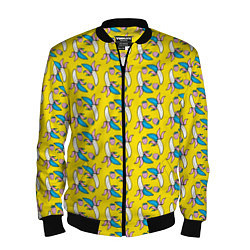 Бомбер мужской Летний узор Забавные бананчики, цвет: 3D-черный