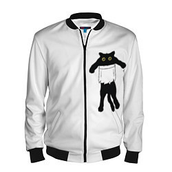 Бомбер мужской Кот висит в кармане 3D, цвет: 3D-черный