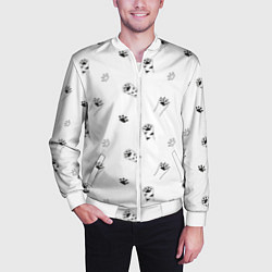Бомбер мужской Паттерн - кошачьи лапки 3D, цвет: 3D-белый — фото 2