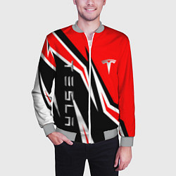 Бомбер мужской ТЕСЛА - КРАСНЫЙ СПОРТИВНЫЙ, цвет: 3D-меланж — фото 2